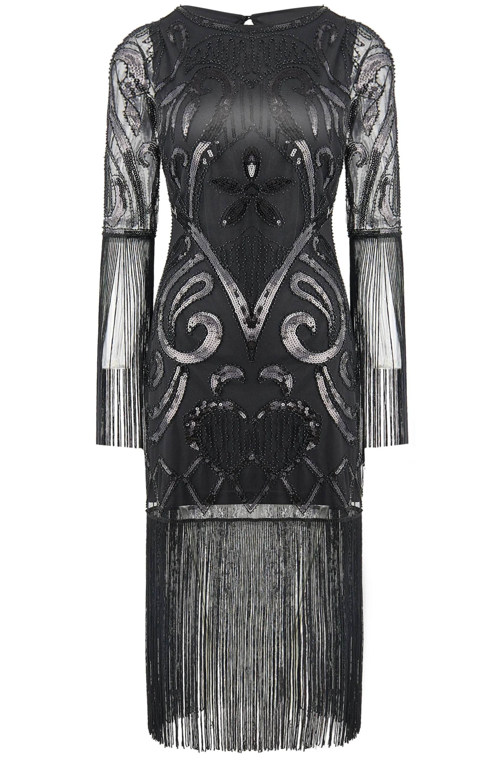 BABEYOND Flapper Dresses | Fringe<Paisley Cut-out Backless Fringe Dress