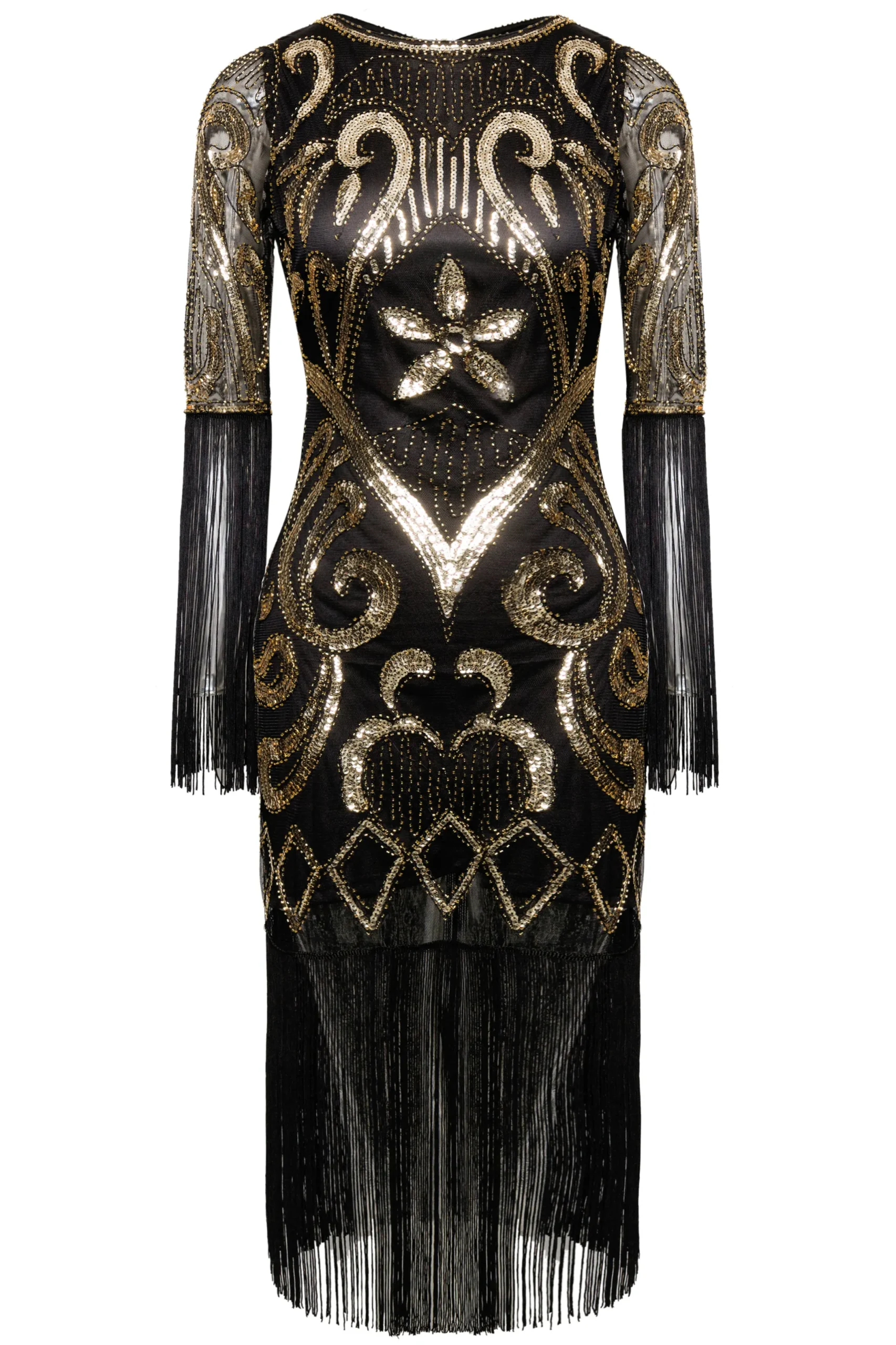 BABEYOND Flapper Dresses | Fringe<Paisley Cut-out Backless Fringe Dress