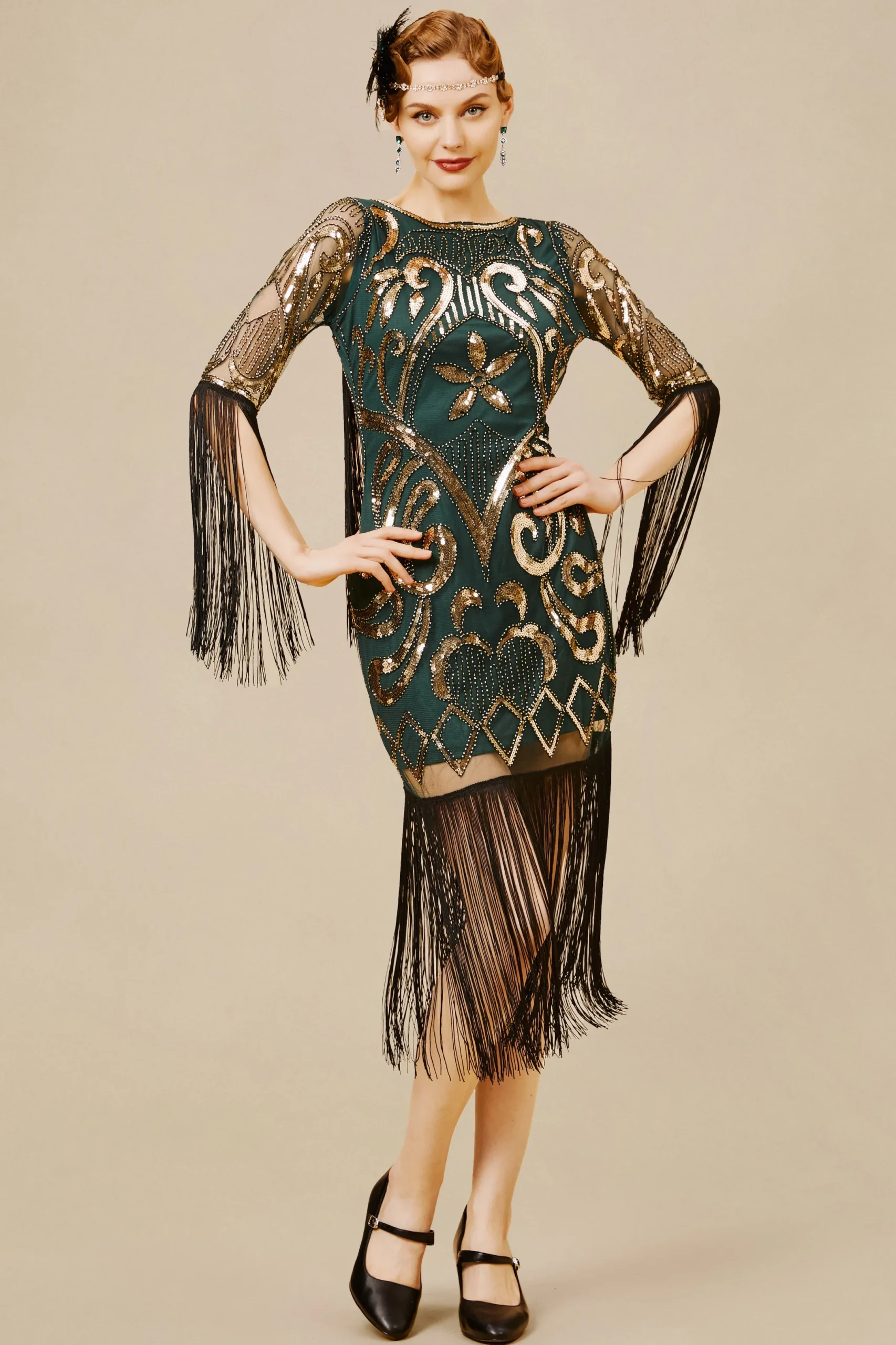 BABEYOND Flapper Dresses | Fringe<Paisley Cut-out Backless Fringe Dress