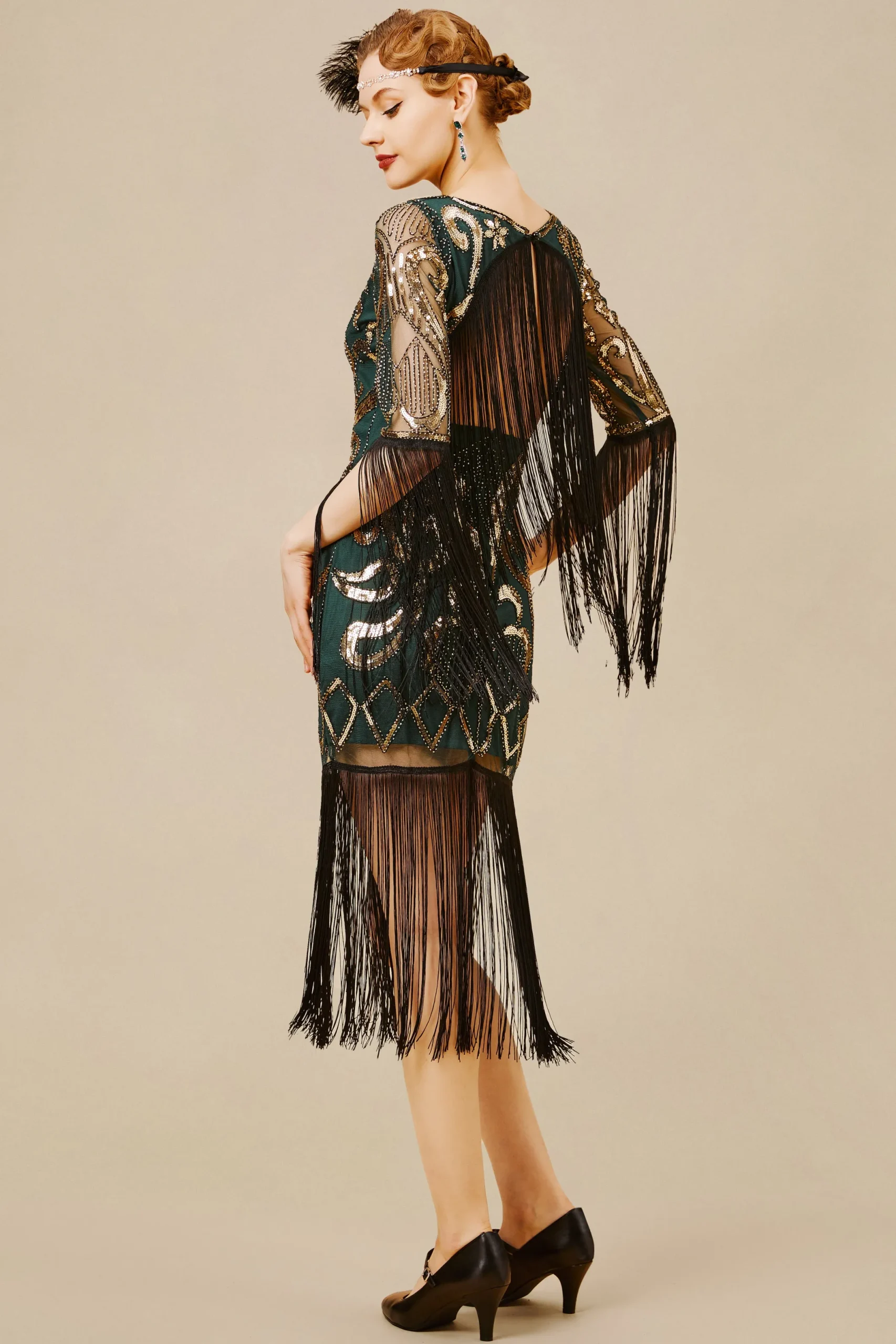 BABEYOND Flapper Dresses | Fringe<Paisley Cut-out Backless Fringe Dress