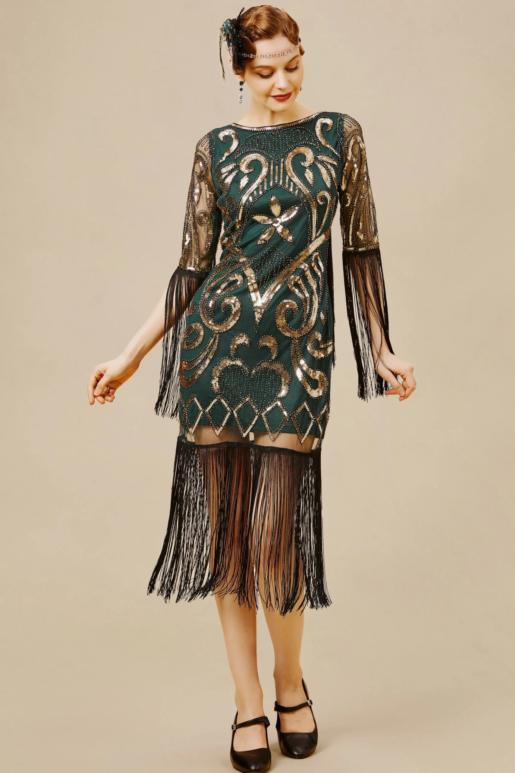 BABEYOND Flapper Dresses | Fringe<Paisley Cut-out Backless Fringe Dress