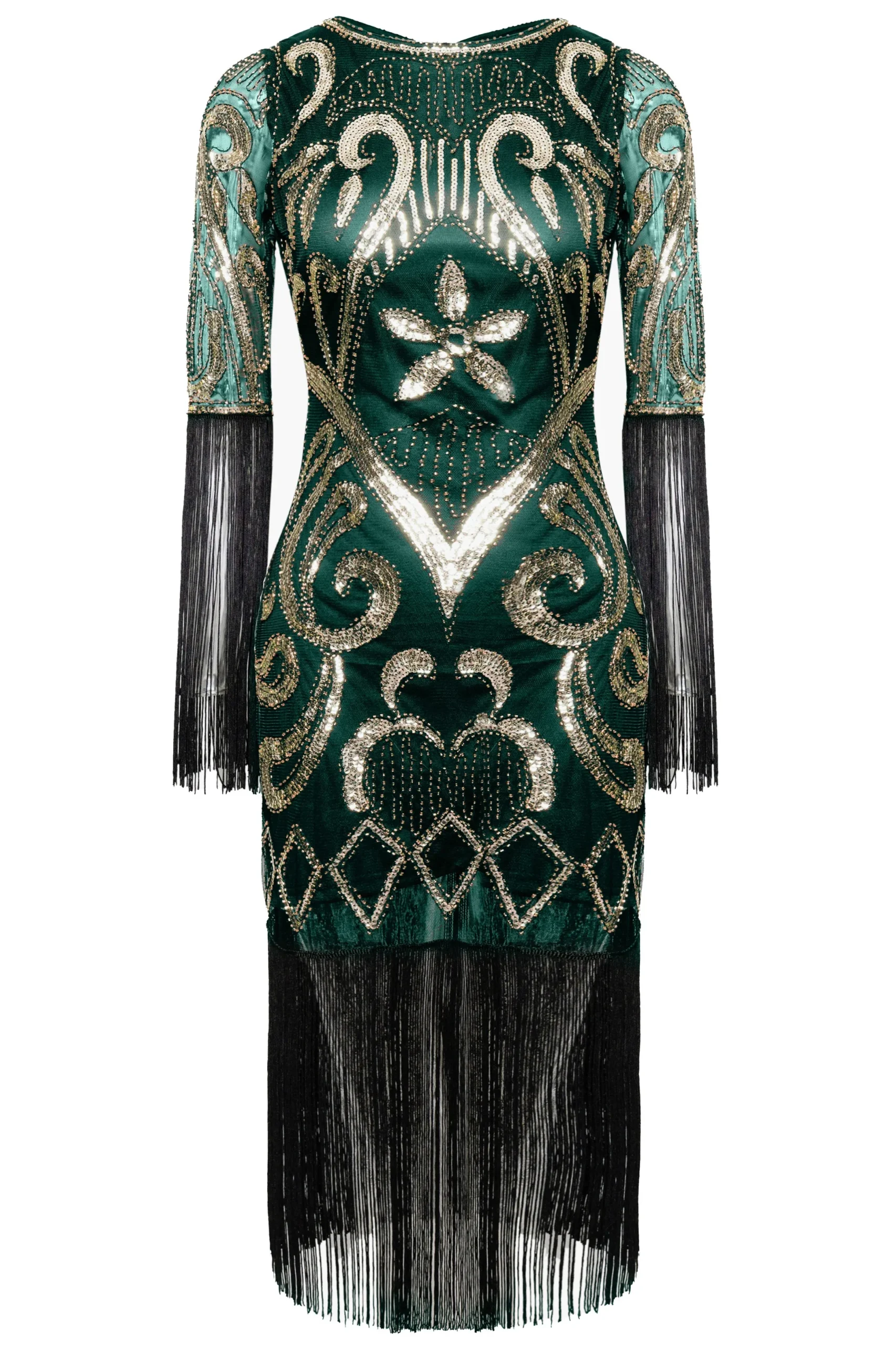 BABEYOND Flapper Dresses | Fringe<Paisley Cut-out Backless Fringe Dress