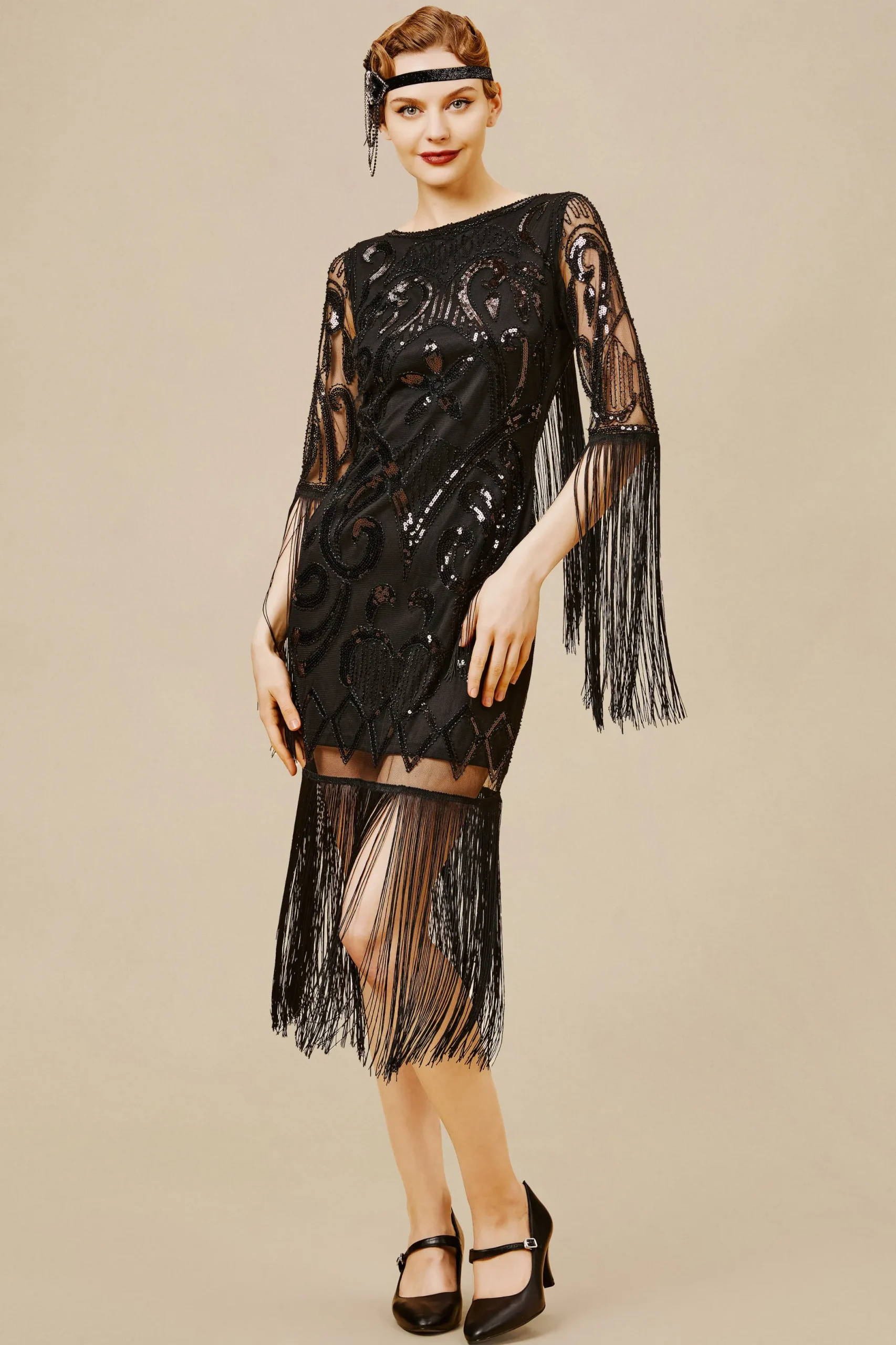 BABEYOND Flapper Dresses | Fringe<Paisley Cut-out Backless Fringe Dress