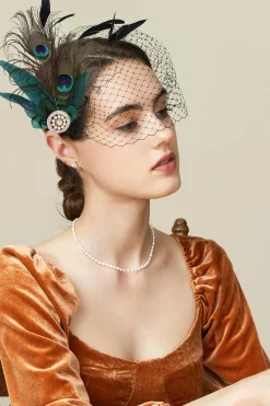 BABEYOND Fascinators<Peacock Feather Veil Tea Party Fascinator