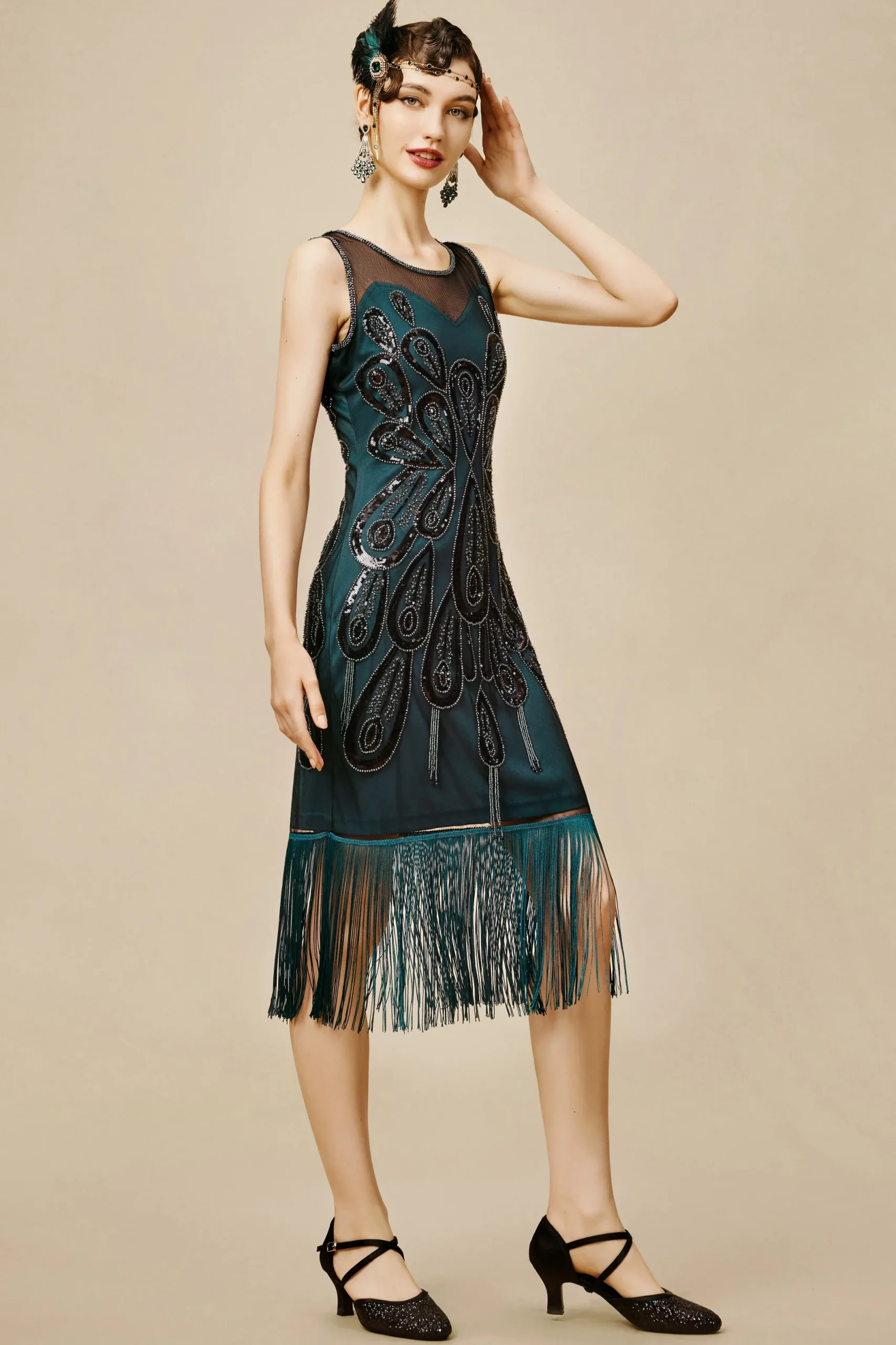 BABEYOND Flapper Dresses | Fringe<Peacock Tassel Flapper Dress