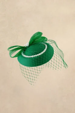 BABEYOND Fascinators<Pearl Studded Veil Feather Pillbox Fascinator