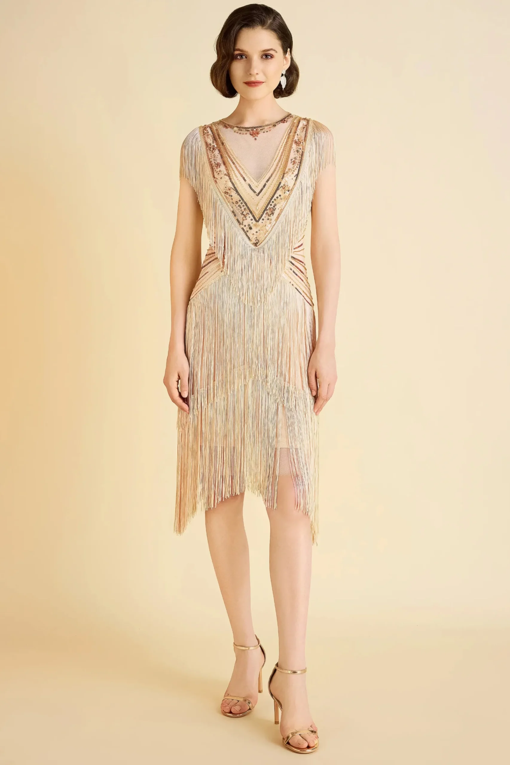 BABEYOND Flapper Dresses | Fringe<Radiant Sequin-Embellished Fringe Flapper Dress