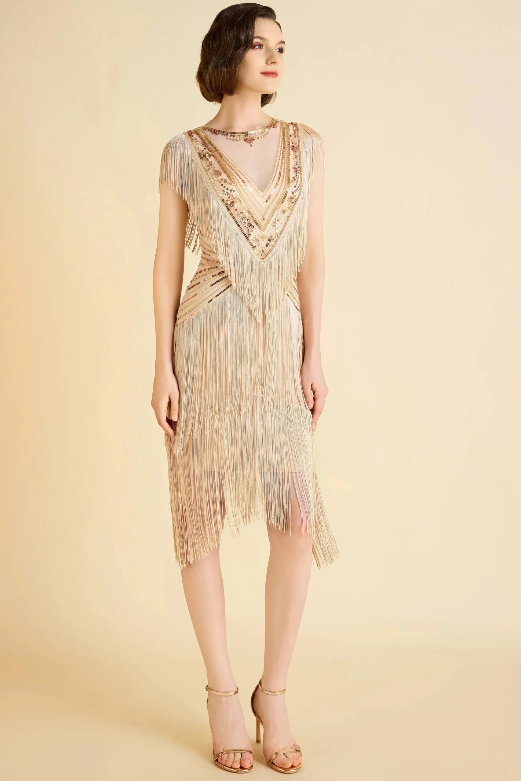 BABEYOND Flapper Dresses | Fringe<Radiant Sequin-Embellished Fringe Flapper Dress