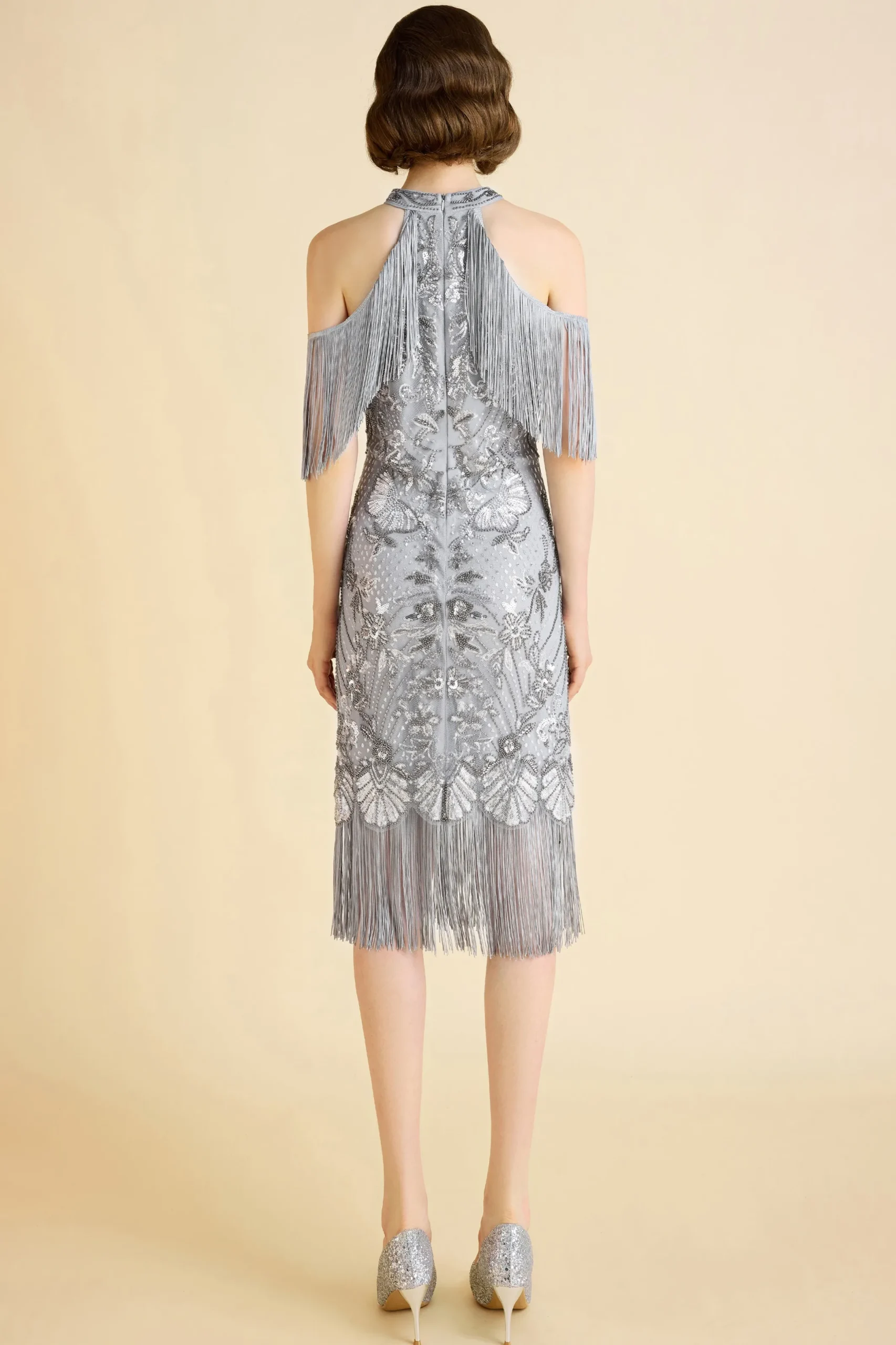 BABEYOND Flapper Dresses | Fringe<Refined Halter Neck Fringe Shoulder Flapper Dress