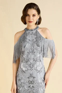 BABEYOND Flapper Dresses | Fringe<Refined Halter Neck Fringe Shoulder Flapper Dress