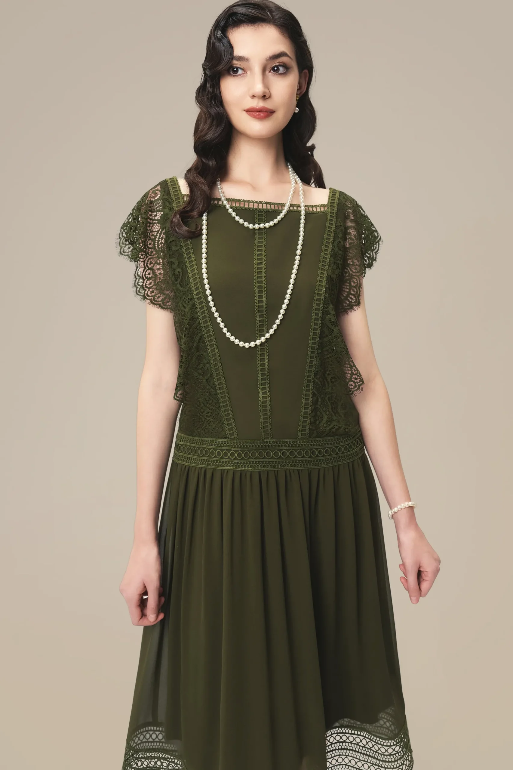 BABEYOND Day Dresses<Retro Charm Lace Trimmed Day Dress
