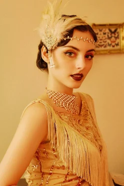 BABEYOND Feather | Rhinestone<Retro Feather Gatsby Headband