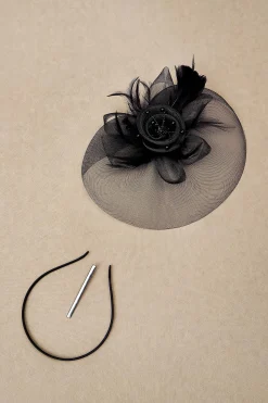 BABEYOND Fascinators<Retro Mesh Feather Beaded Fascinator