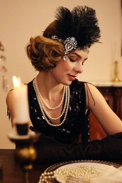 BABEYOND Rhinestone | Feather<Retro Ostrich Feather Headband