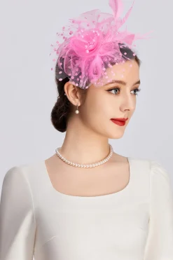BABEYOND Fascinators<Retro Polka Dot Mesh Feather Fascinator