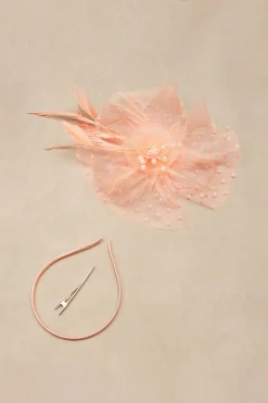 BABEYOND Fascinators<Retro Polka Dot Mesh Feather Fascinator