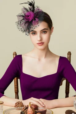 BABEYOND Fascinators<Retro Polka Dot Veil Derby Fascinator