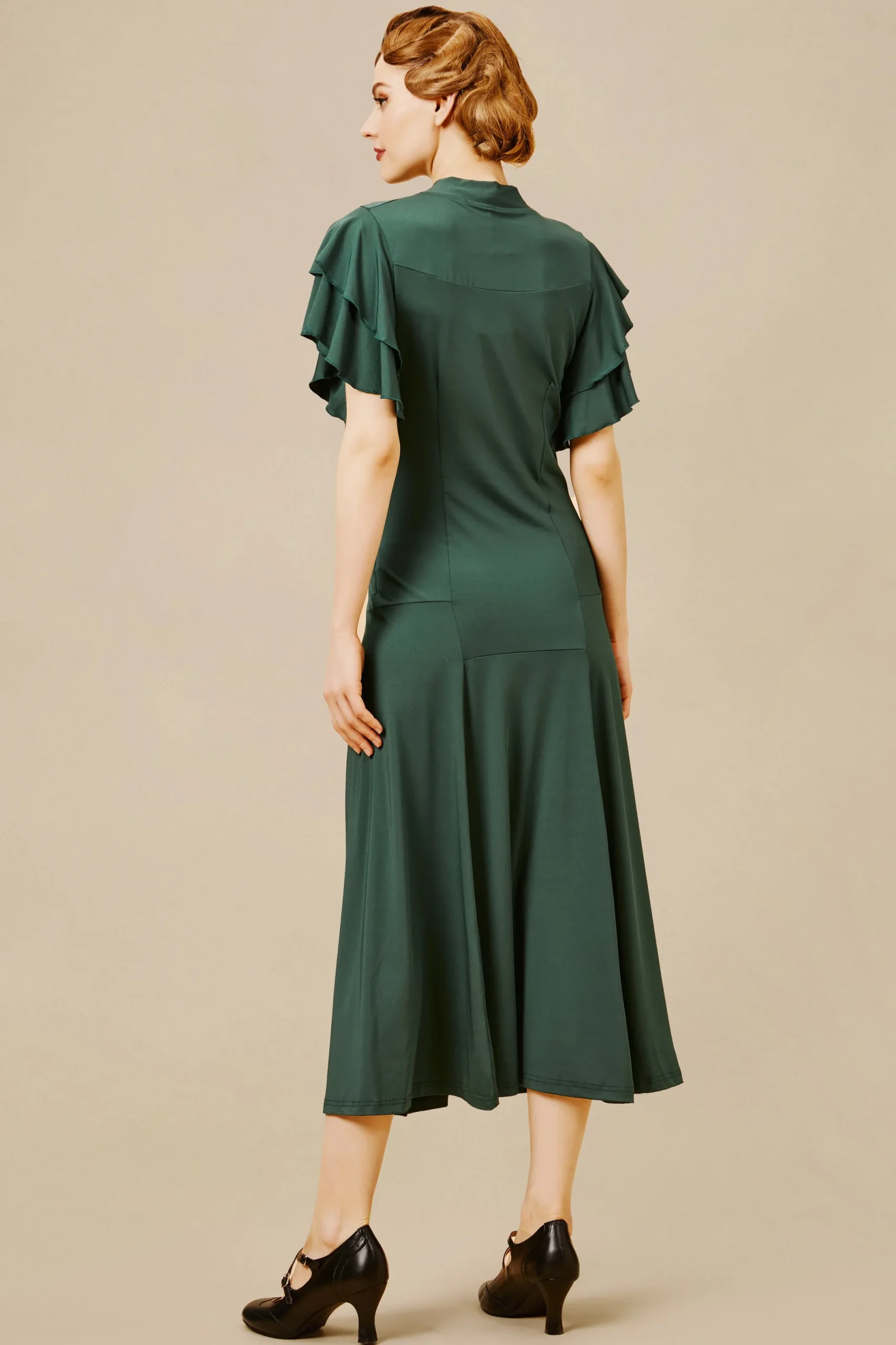 BABEYOND Flapper Dresses | Day Dresses<Retro Tie Neck Midi Ruffle Dress