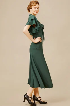 BABEYOND Flapper Dresses | Day Dresses<Retro Tie Neck Midi Ruffle Dress