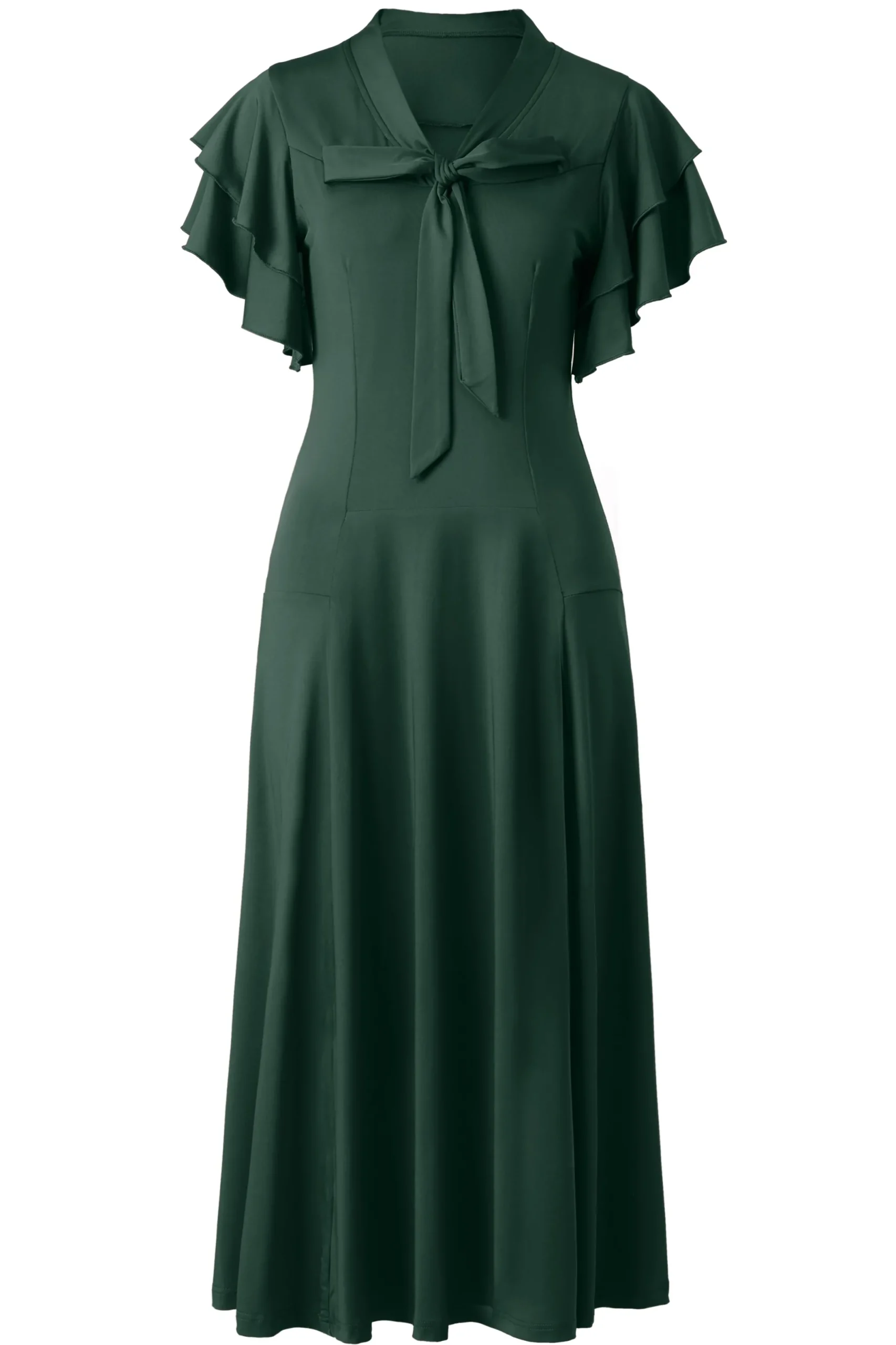 BABEYOND Flapper Dresses | Day Dresses<Retro Tie Neck Midi Ruffle Dress