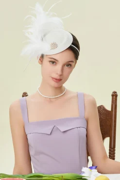 BABEYOND Fascinators<Rhinestone Derby Feather Pillbox Fascinator
