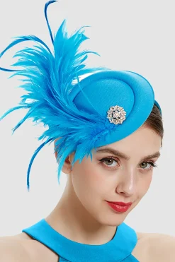 BABEYOND Fascinators<Rhinestone Derby Feather Pillbox Fascinator