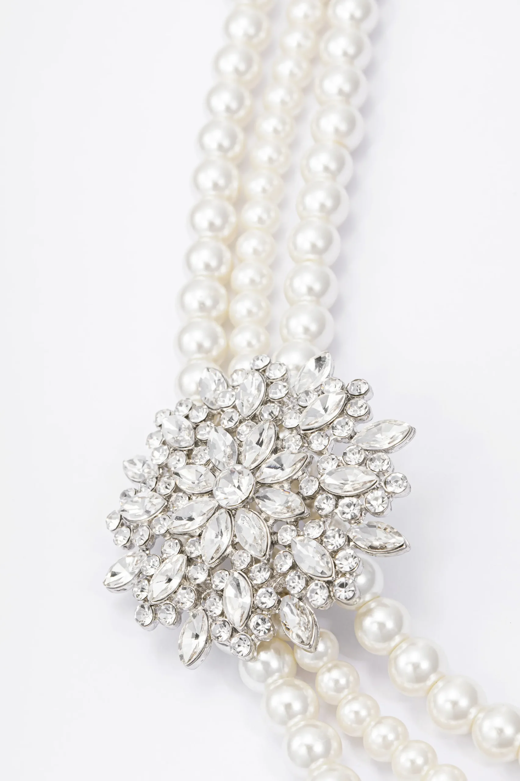 BABEYOND Necklaces | Rhinestone<Rhinestone Floral Multi-layer Pearl Necklace Set