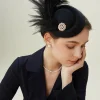 BABEYOND Fascinators<Rhinestone Studded Feather Flapper Fascinator