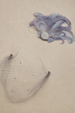 BABEYOND Fascinators | Rhinestone<Rhinestone Studded Feather Veil Fascinator