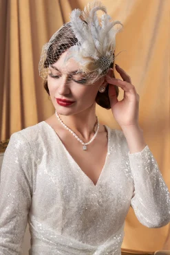 BABEYOND Fascinators | Rhinestone<Rhinestone Studded Feather Veil Fascinator