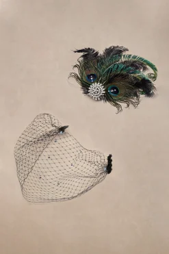 BABEYOND Fascinators | Rhinestone<Rhinestone Studded Feather Veil Fascinator