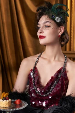 BABEYOND Fascinators | Rhinestone<Rhinestone Studded Feather Veil Fascinator