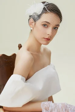 BABEYOND Fascinators | Rhinestone<Rhinestone Studded Veil Feather Fascinator