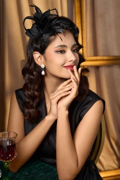 BABEYOND Fascinators<Ribbon Feather Hair Clip Fascinator