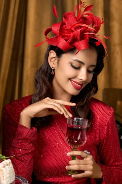 BABEYOND Fascinators<Ribbon Knot Feather Floral Fascinator