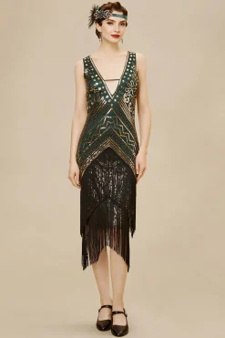BABEYOND Fringe | Flapper Dresses<Rolling 20s Deep V-Neck Prom Dress
