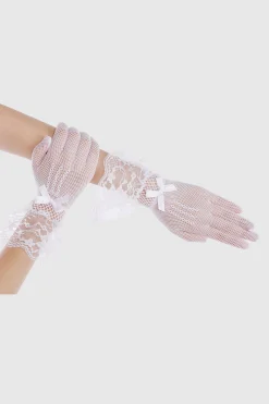 BABEYOND Gloves<9.45" Ruffled Lace Mesh Gloves