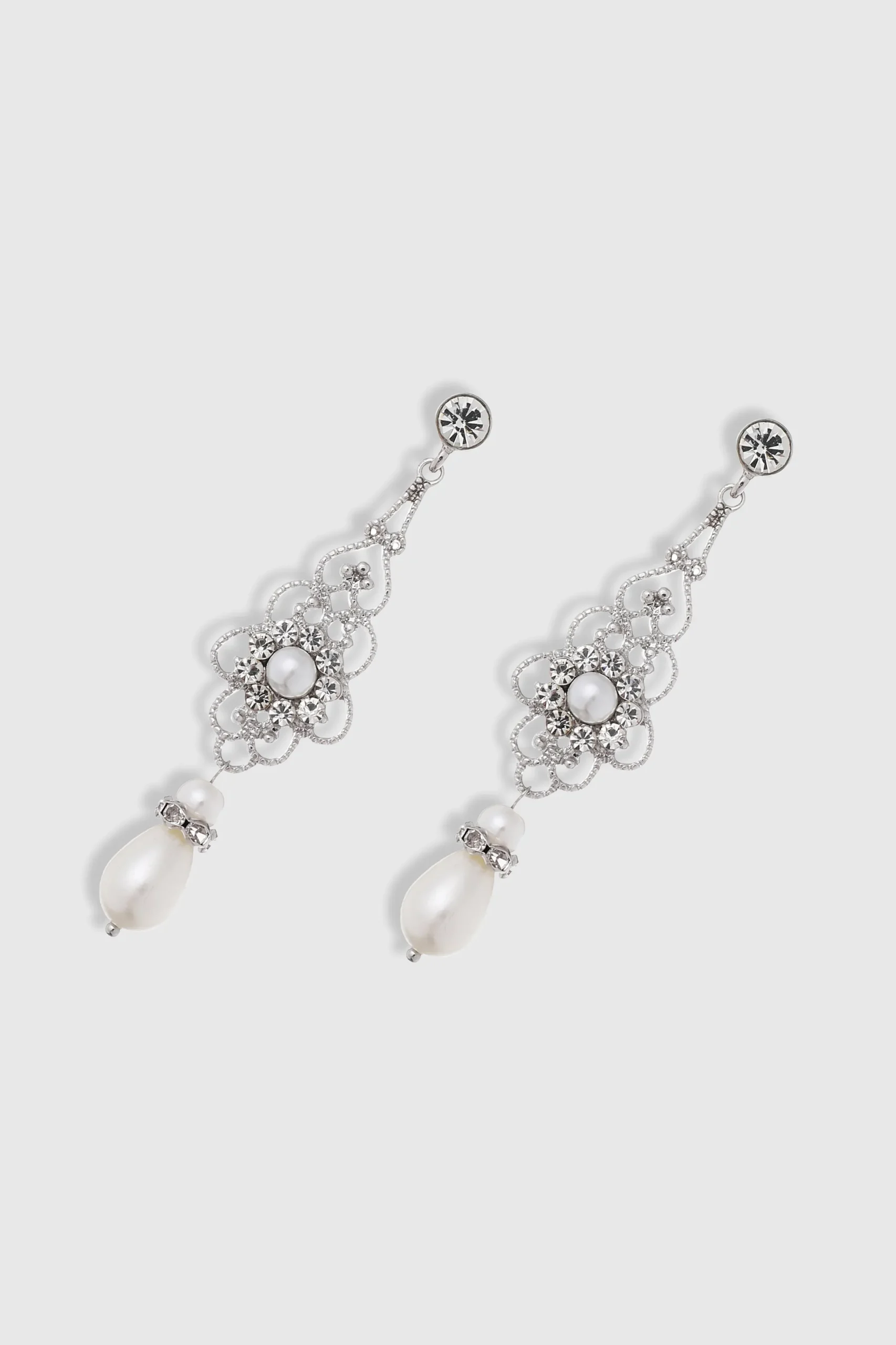BABEYOND Earrings | Vintage<1920s Art Deco Crystal Floral Pearl Earrings