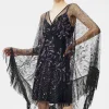 BABEYOND Shawls & Scarves | Vintage<1920s Beaded Fringe Floral Shawl