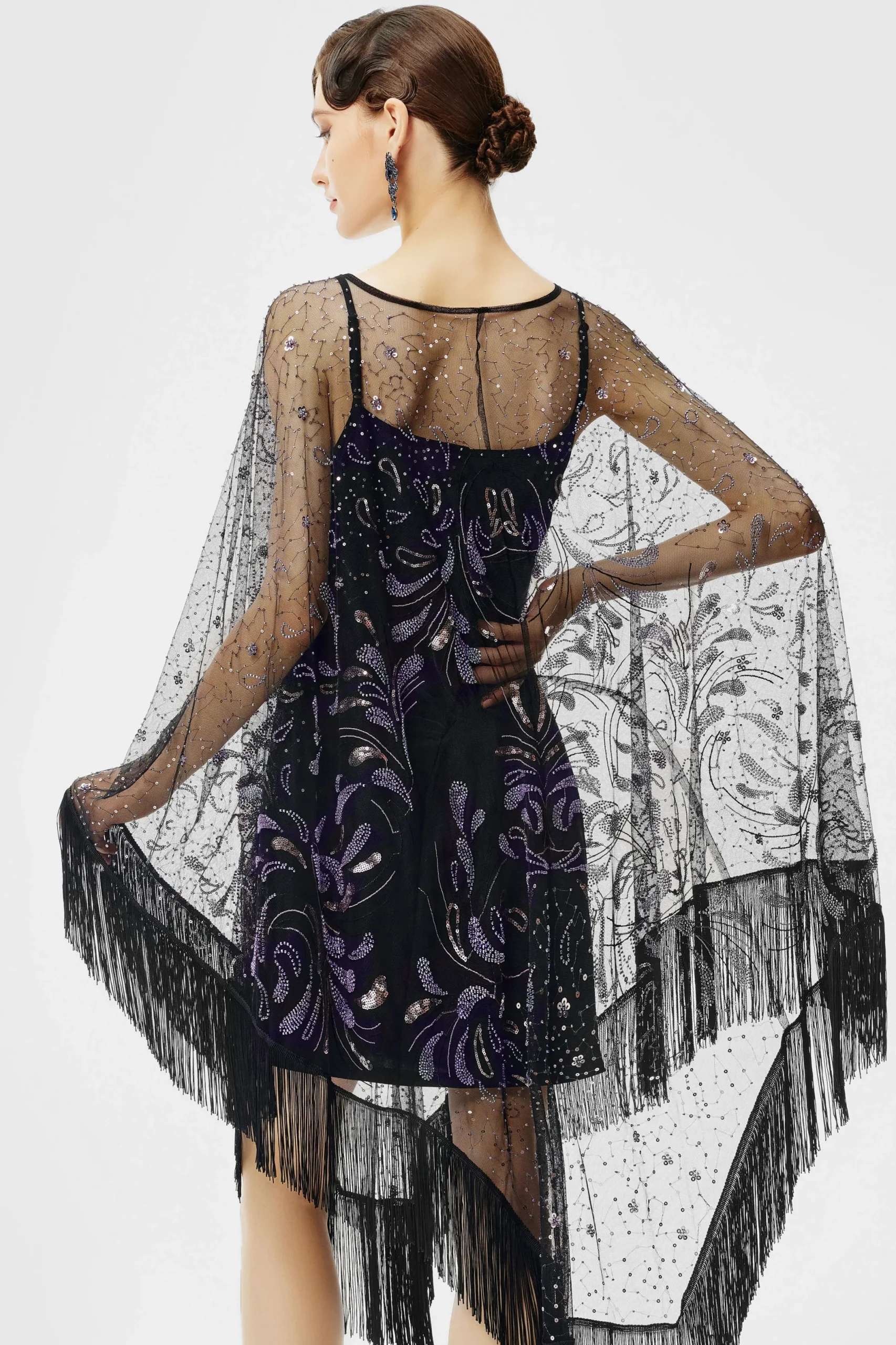 BABEYOND Shawls & Scarves | Vintage<1920s Beaded Fringe Floral Shawl