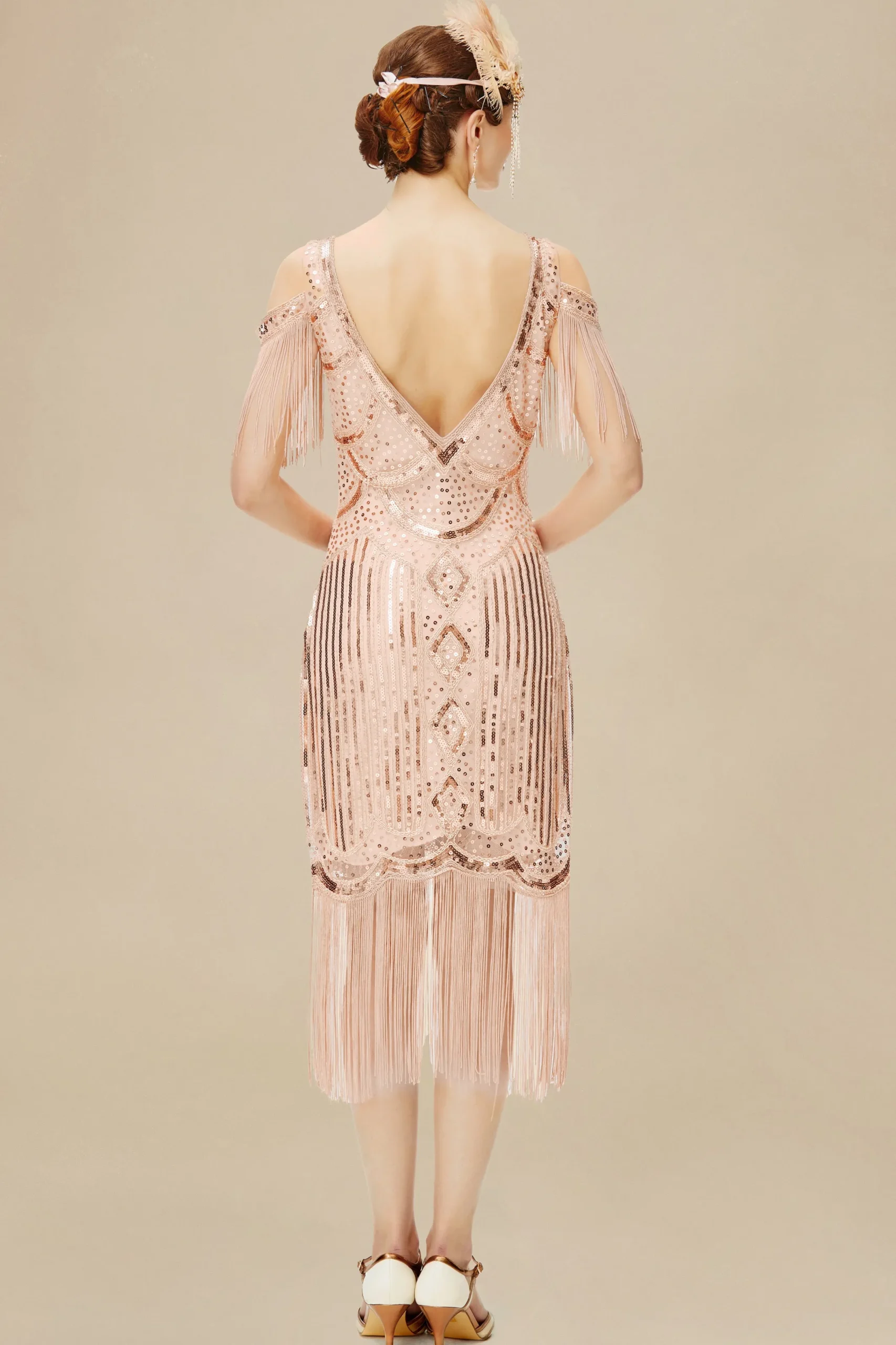 BABEYOND Flapper Dresses | Wedding Dresses<1920s Beaded Off Shoulder Sequined Dress