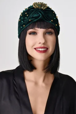BABEYOND Hats<1920s Beaded Peacock Turban Hat