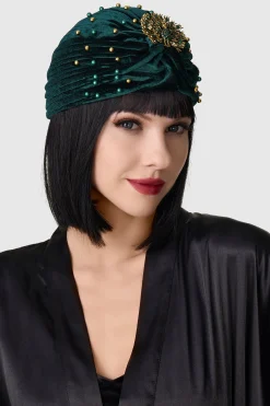 BABEYOND Hats<1920s Beaded Peacock Turban Hat