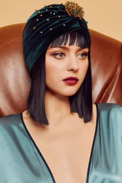 BABEYOND Hats<1920s Beaded Peacock Turban Hat