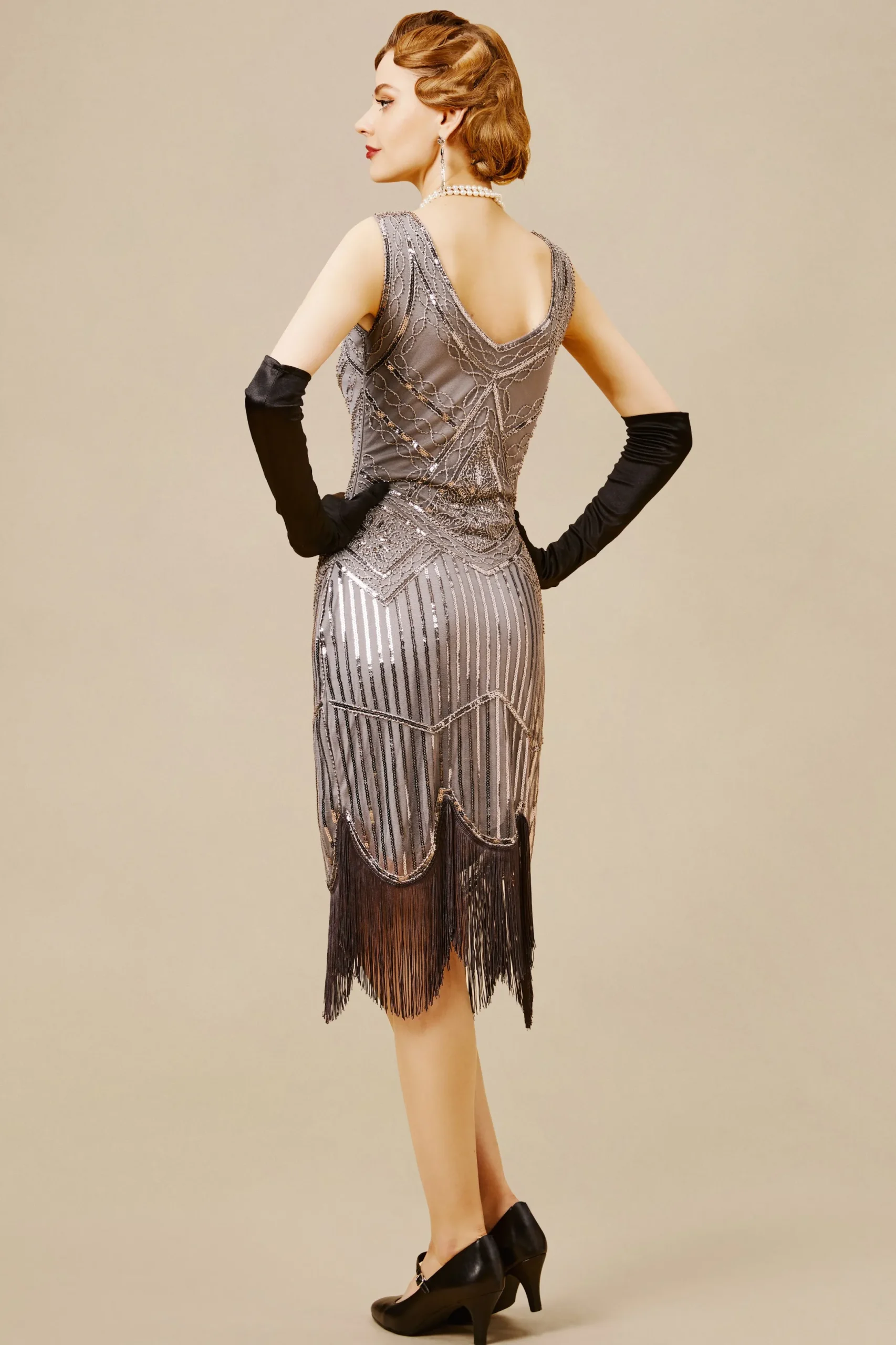 BABEYOND Flapper Dresses | Fringe<1920s Beaded Sequin Fringe Prom Party Dress