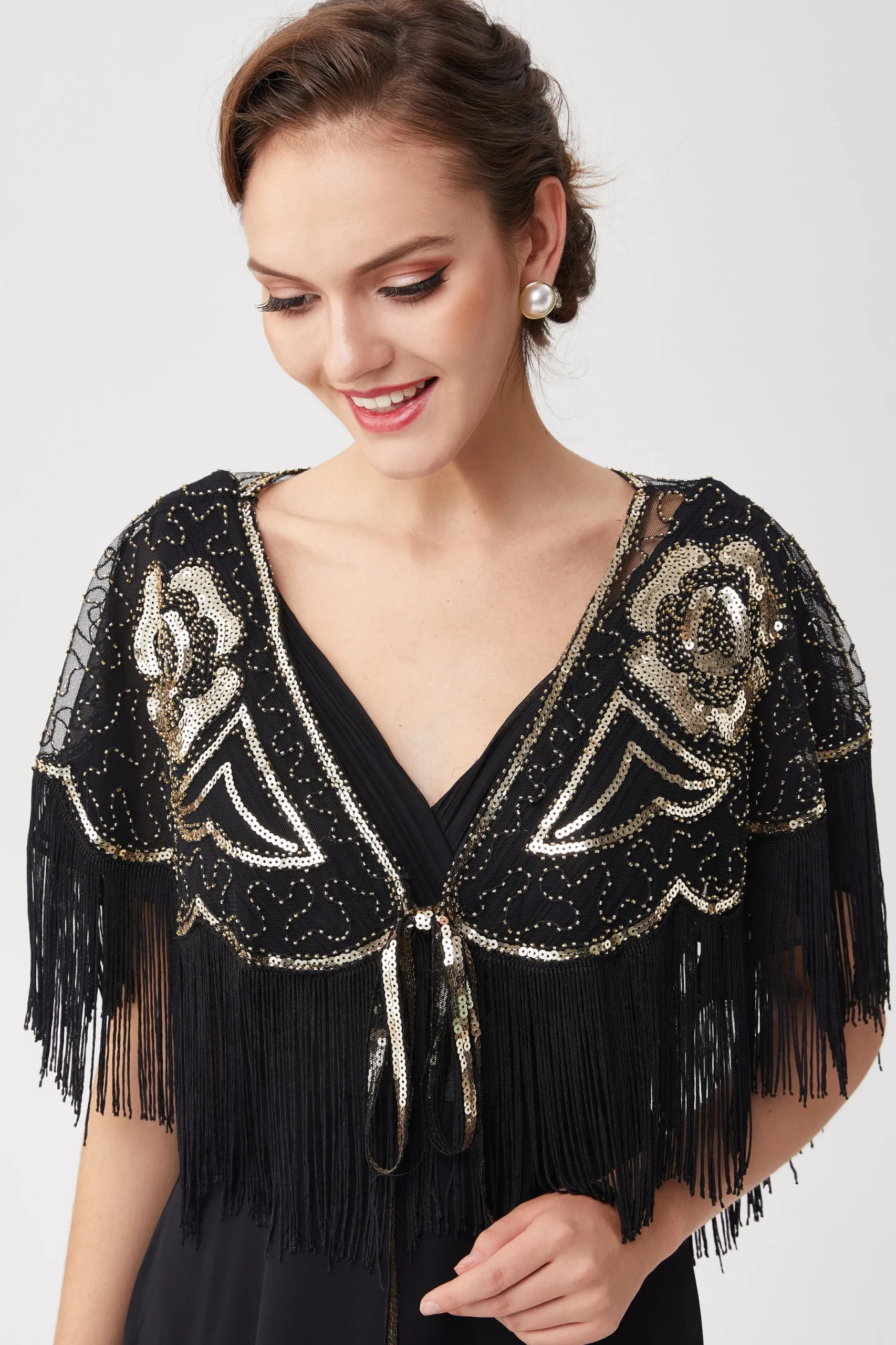 BABEYOND Shawls & Scarves | Vintage<1920s Beaded Sequin Gatsby Shawl