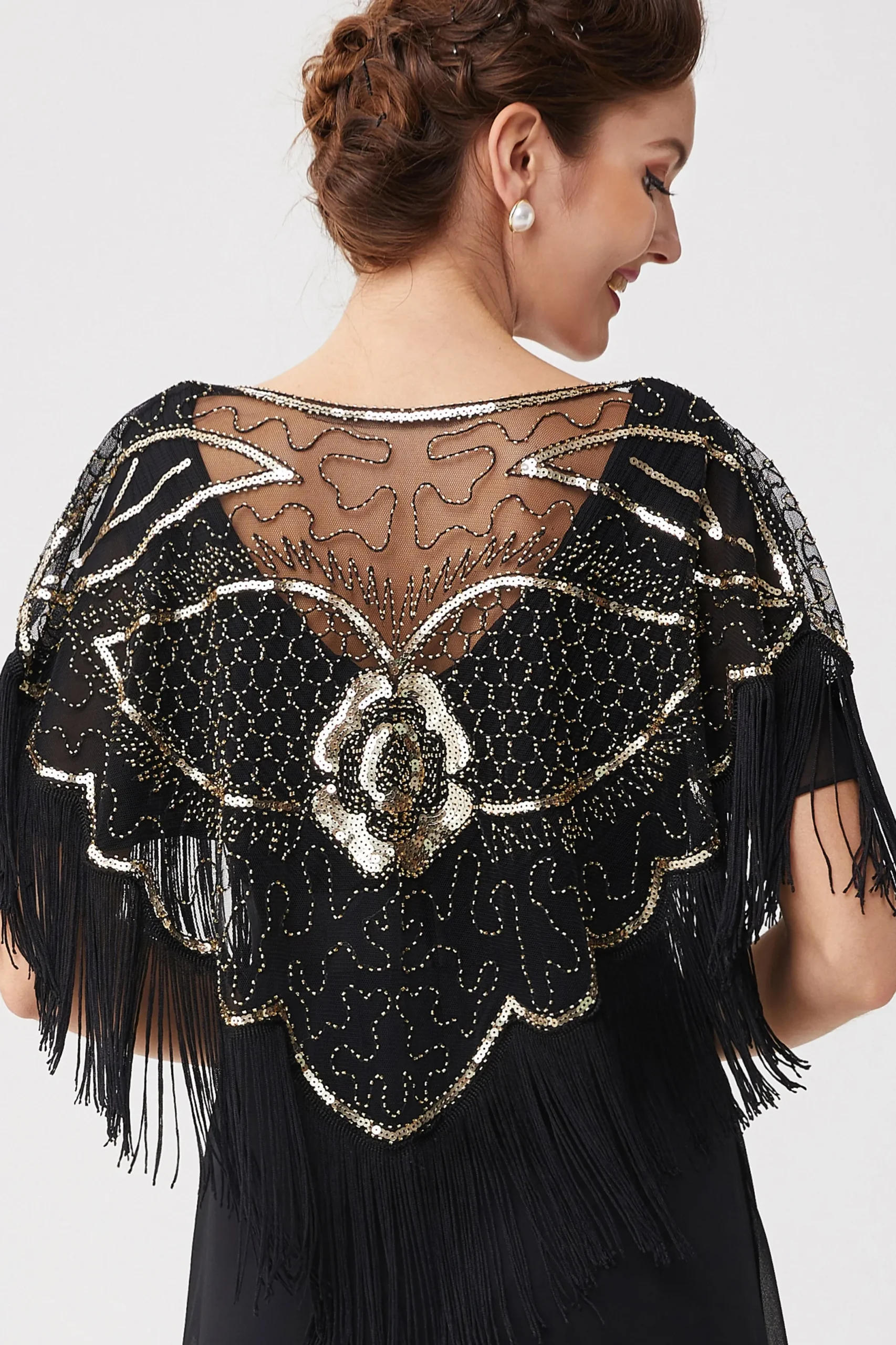 BABEYOND Shawls & Scarves | Vintage<1920s Beaded Sequin Gatsby Shawl
