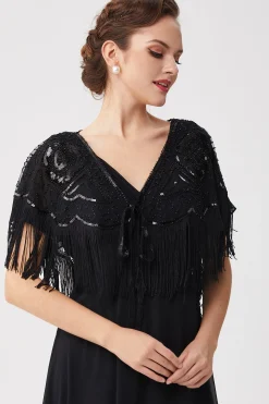 BABEYOND Shawls & Scarves | Vintage<1920s Beaded Sequin Gatsby Shawl