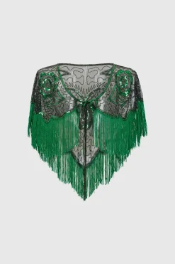 BABEYOND Shawls & Scarves | Vintage<1920s Beaded Sequin Gatsby Shawl