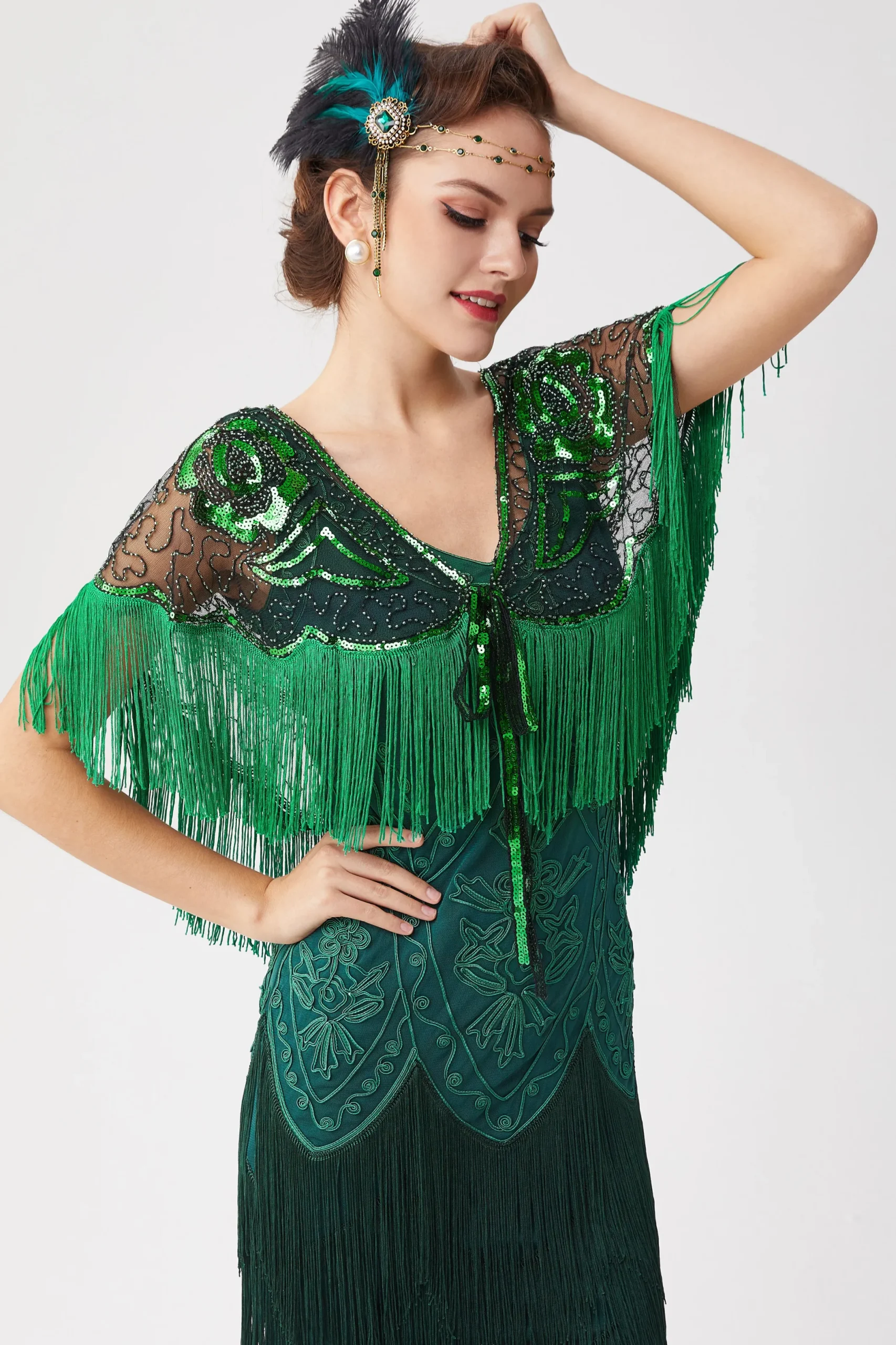 BABEYOND Shawls & Scarves | Vintage<1920s Beaded Sequin Gatsby Shawl